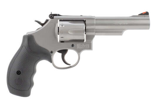Smith & Wesson 66 357 Mag 6 Round Revolver has a black synthetic grip